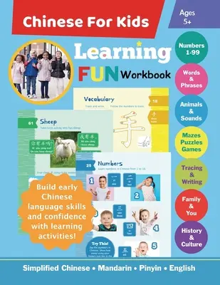 Cuaderno de aprendizaje de chino para niños: Chino Simplificado Mandarín Pinyin Inglés Bilingüe Edades 5+ - Chinese For Kids Learning Fun Workbook: Simplified Chinese Mandarin Pinyin English Bilingual Ages 5+