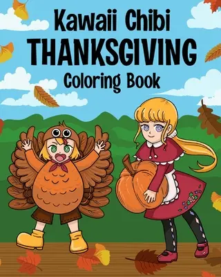 Libro para colorear Kawaii Chibi de Acción de Gracias para niños y adultos - Kawaii Chibi Thanksgiving Coloring Book for Kids and Adults