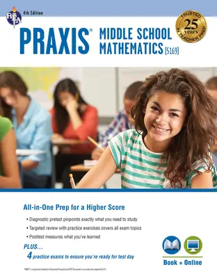 Praxis Middle School Mathematics (5169) Libro + Online, 4ª Edición - Praxis Middle School Mathematics (5169) Book + Online, 4th Edition