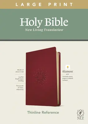 NLT Large Print Thinline Reference Bible, Filament Enabled Edition (Letra Roja, Símil Piel, Baya) - NLT Large Print Thinline Reference Bible, Filament Enabled Edition (Red Letter, Leatherlike, Berry)