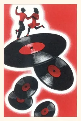 Vintage Journal Pareja bailando sobre discos de vinilo - Vintage Journal Couple Dancing on Vinyl Records