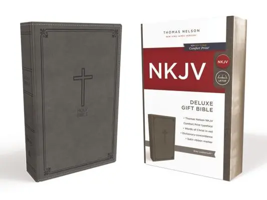 RVR, Biblia de lujo para regalo, imitación piel, gris, edición con letras rojas - NKJV, Deluxe Gift Bible, Imitation Leather, Gray, Red Letter Edition