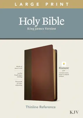 Biblia de consulta en línea delgada con letra grande, edición con filamento (Letra roja, símil piel, marrón/caoba) - KJV Large Print Thinline Reference Bible, Filament Enabled Edition (Red Letter, Leatherlike, Brown/Mahogany)