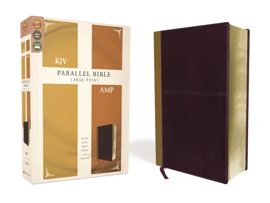 Biblia KJV, Amplificada, Paralela, Letra Grande, Piel suave, Tan/Burdeos, Edición Letra Roja: Dos versiones de la Biblia juntas para estudio y comparación - KJV, Amplified, Parallel Bible, Large Print, Leathersoft, Tan/Burgundy, Red Letter Edition: Two Bible Versions Together for Study and Comparison