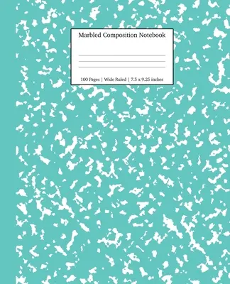 Cuaderno de composición jaspeado: Mármol Turquesa Libro de Materia de Papel de Regla Ancha - Marbled Composition Notebook: Turquoise Marble Wide Ruled Paper Subject Book