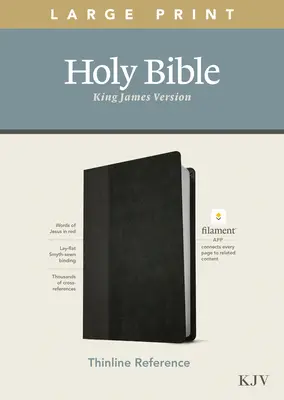 Biblia de consulta KJV en tamaño grande, edición con filamento (letra roja, símil piel, negro/níquel) - KJV Large Print Thinline Reference Bible, Filament Enabled Edition (Red Letter, Leatherlike, Black/Onyx)