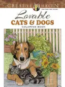 Creative Haven Libro para colorear de perros y gatos adorables - Creative Haven Lovable Cats and Dogs Coloring Book