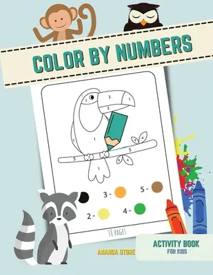 Colorear por números: Color by numbersActivity Book for kids Ages 3-6, páginas con animales lindos - Color by numbers: Color by numbersActivity Book for kids Ages 3-6, pages with cute animals