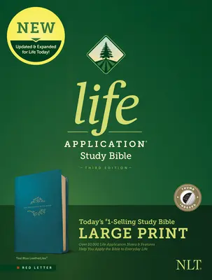 NLT Biblia de estudio de aplicación de la vida, tercera edición, letra grande (símil piel, azul turquesa, indexada) - NLT Life Application Study Bible, Third Edition, Large Print (Leatherlike, Teal Blue, Indexed)