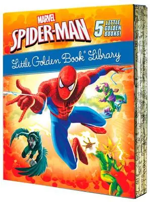 Pequeña biblioteca de libros de oro de Spiderman (Marvel): Spiderman; Atrapado por el Duende Verde; El Gran Frío; Alta Tensión; La Noche del Buitre. - Spider-Man Little Golden Book Library (Marvel): Spider-Man!; Trapped by the Green Goblin; The Big Freeze!; High Voltage!; Night of the Vulture!