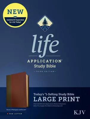 Biblia de estudio KJV Life Application, tercera edición, letra grande (Letra roja, símil cuero, marrón/caoba) - KJV Life Application Study Bible, Third Edition, Large Print (Red Letter, Leatherlike, Brown/Mahogany)