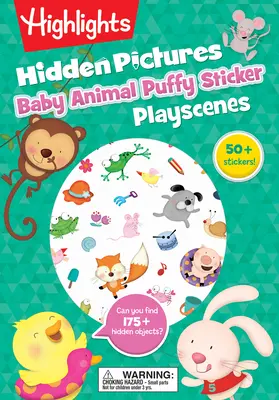 Imágenes ocultas de animales bebés Escenas de juego de pegatinas hinchables - Baby Animal Hidden Pictures Puffy Sticker Playscenes