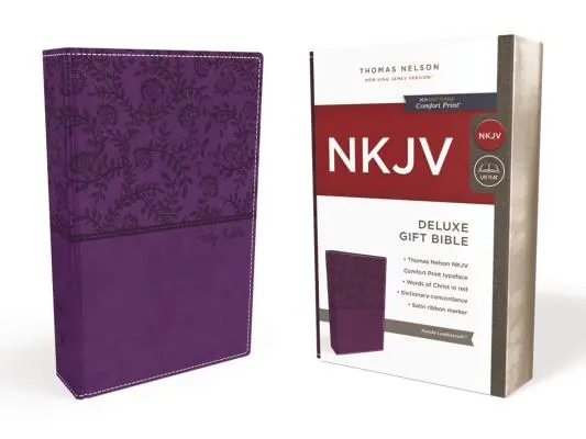 NKJV, Biblia de Lujo para Regalo, Imitación Cuero, Morada, Edición Letra Roja - NKJV, Deluxe Gift Bible, Imitation Leather, Purple, Red Letter Edition