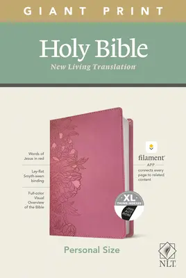 NLT Biblia de tamaño personal con impresión gigante, edición con filamento (Letra roja, símil cuero, rosa peonía, indexada) - NLT Personal Size Giant Print Bible, Filament Enabled Edition (Red Letter, Leatherlike, Peony Pink, Indexed)