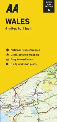 Mapa de carreteras de Gran Bretaña: Gales - Road Map Britain: Wales