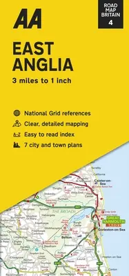 Mapa de carreteras de Gran Bretaña: East Anglia - Road Map Britain: East Anglia
