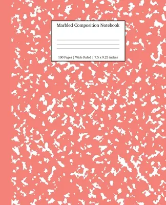 Cuaderno de composición jaspeado: Cuaderno de composición jaspeado: Mármol negro - Marbled Composition Notebook: Coral Pink Marble Wide Ruled Paper Subject Book