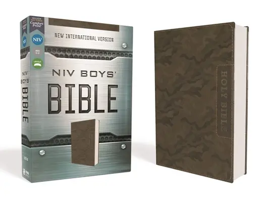 Niv, Biblia para niños, Leathersoft, Camuflaje marrón, Impresión confort - Niv, Boys' Bible, Leathersoft, Brown Camo, Comfort Print