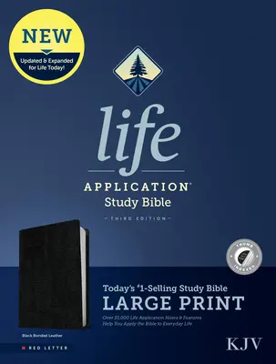 Biblia de estudio KJV Life Application, tercera edición, letra grande (Letra roja, cuero regenerado, negro, indexada) - KJV Life Application Study Bible, Third Edition, Large Print (Red Letter, Bonded Leather, Black, Indexed)