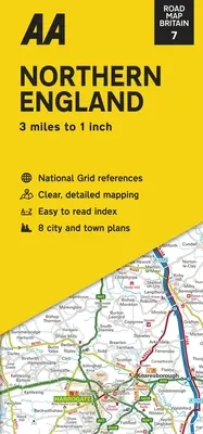Mapa de carreteras de Gran Bretaña: Norte de Inglaterra - Road Map Britain: Northern England