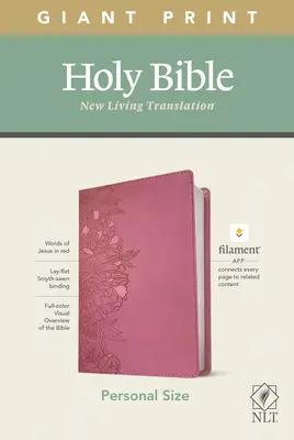 NLT Biblia personal en tamaño gigante, Edición con filamento (Letra roja, símil piel, rosa peonía) - NLT Personal Size Giant Print Bible, Filament Enabled Edition (Red Letter, Leatherlike, Peony Pink)