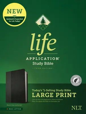 NLT Biblia de Estudio de Aplicación de la Vida, Tercera Edición, Letra Grande (Símil Piel, Negro/Onyx, Indizada) - NLT Life Application Study Bible, Third Edition, Large Print (Leatherlike, Black/Onyx, Indexed)