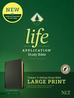 NLT Biblia de Estudio de Aplicación de la Vida, Tercera Edición, Letra Grande (Letra Roja, Piel genuina, Negro, Indexada) - NLT Life Application Study Bible, Third Edition, Large Print (Red Letter, Genuine Leather, Black, Indexed)