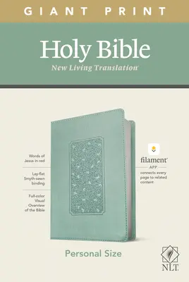 NLT Biblia en tamaño personal de impresión gigante, Edición con filamento (Letra roja, símil cuero, Marco floral verde azulado) - NLT Personal Size Giant Print Bible, Filament Enabled Edition (Red Letter, Leatherlike, Floral Frame Teal)