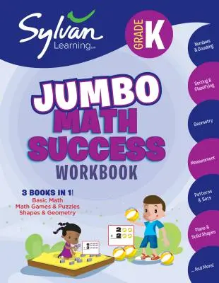 Kindergarten Jumbo Math Success Workbook: 3 Libros en 1 --Matemáticas Básicas, Juegos y Rompecabezas Matemáticos, Formas y Geometría; Actividades, Ejercicios y Consejos para H - Kindergarten Jumbo Math Success Workbook: 3 Books in 1 --Basic Math, Math Games and Puzzles, Shapes and Geometry; Activities, Exercises, and Tips to H