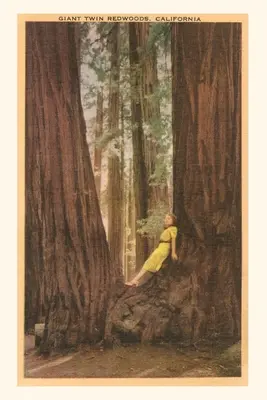 Diario Vintage Niña en rincón de secuoyas gemelas - The Vintage Journal Girl in Nook of Twin Redwood Trees