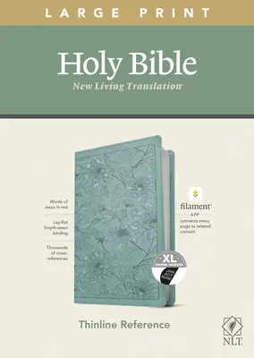 Biblia de consulta NLT en tamaño grande, Edición con filamento (Letra roja, símil piel, Floral/Teal, Indexada) - NLT Large Print Thinline Reference Bible, Filament Enabled Edition (Red Letter, Leatherlike, Floral/Teal, Indexed)