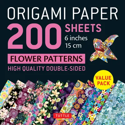 Origami Paper 200 Sheets Flower Patterns 6 (15 CM): Hojas de origami de doble cara con 12 diseños diferentes (incluye instrucciones para 6 proyectos) - Origami Paper 200 Sheets Flower Patterns 6 (15 CM): Double Sided Origami Sheets Printed with 12 Different Designs (Instructions for 6 Projects Include