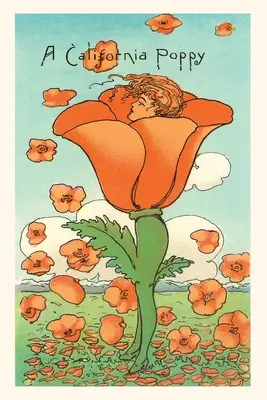 The Vintage Journal Ilustración de persona amapola de California - The Vintage Journal Illustration of California Poppy Person