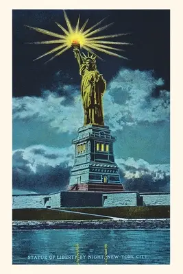 Diario Vintage Estatua de la Libertad de noche, puerto de Nueva York - Vintage Journal Statue of Liberty at Night, New York Harbor