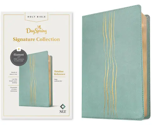 NLT Thinline Reference Bible, Filament Enabled Edition (Letra roja, símil cuero, Sage): Colección Dayspring Signature - NLT Thinline Reference Bible, Filament Enabled Edition (Red Letter, Leatherlike, Sage): Dayspring Signature Collection