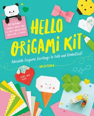 Kit Hello Origami: Adorables felicitaciones de origami para plegar y decorar, incluye papel, washi tape y pegatinas - Hello Origami Kit: Adorable Origami Greetings to Fold and Embellish, Includes Paper, Washi Tape & Stickers