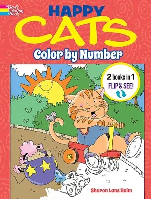 ¡Happy Cats Coloring Book/Happy Cats Color by Number: 2 Libros en 1/Flip and See! - Happy Cats Coloring Book/Happy Cats Color by Number: 2 Books in 1/Flip and See!
