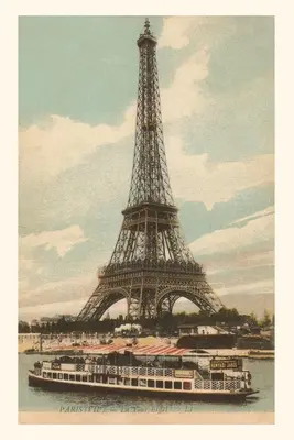 Diario Vintage Torre Eiffel y barco en el Sena - Vintage Journal Eiffel Tower and Boat on the Seine