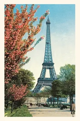 Diario Vintage Torre Eiffel, flores de melocotón - Vintage Journal Eiffel Tower, Peach Blossoms