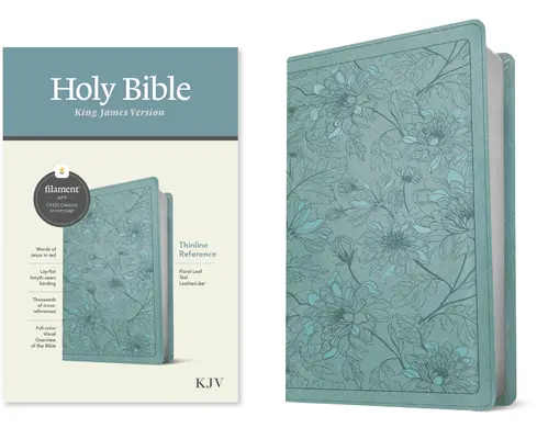 Biblia de consulta RVR, Edición con filamento (Letra roja, Símil piel, Floral Leaf Teal) - KJV Thinline Reference Bible, Filament Enabled Edition (Red Letter, Leatherlike, Floral Leaf Teal)