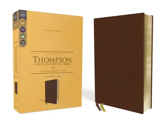 Kjv, Biblia Thompson de consulta encadenada, Piel genuina, Becerro, Marrón, Bordes dorados, Letra roja, Impresión confort - Kjv, Thompson Chain-Reference Bible, Genuine Leather, Calfskin, Brown, Art Gilded Edges, Red Letter, Comfort Print