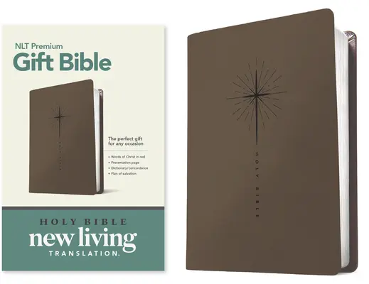 Biblia de regalo Premium NLT (Letra roja, símil cuero, Star Cross Taupe) - Premium Gift Bible NLT (Red Letter, Leatherlike, Star Cross Taupe)