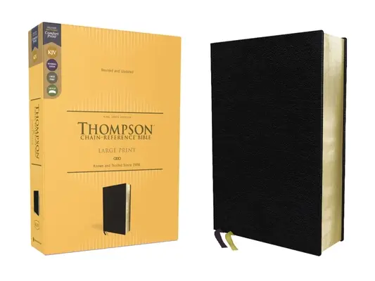 Kjv, Biblia Thompson de consulta encadenada, Letra grande, Cuero europeo, Negra, Letra roja, Impresión confort - Kjv, Thompson Chain-Reference Bible, Large Print, European Bonded Leather, Black, Red Letter, Comfort Print