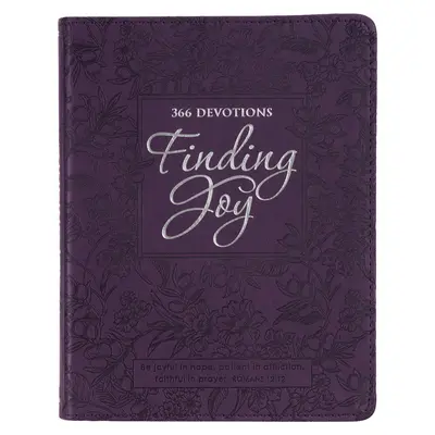 Encontrar la alegría - 366 Devociones, Devocional de piel sintética con flores moradas para mujeres - Finding Joy - 366 Devotions, Purple Floral Faux Leather Devotional for Women