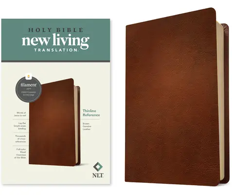 NLT Thinline Reference Bible, Filament Enabled Edition (Letra roja, Piel auténtica, Marrón) - NLT Thinline Reference Bible, Filament Enabled Edition (Red Letter, Genuine Leather, Brown)