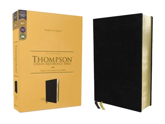 Kjv, Biblia Thompson de consulta encadenada, Cuero europeo, Negra, Letra roja, Impresión confort - Kjv, Thompson Chain-Reference Bible, European Bonded Leather, Black, Red Letter, Comfort Print