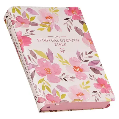 La Biblia del Crecimiento Espiritual, Biblia de Estudio, NLT - Nueva Traducción Viviente Santa Biblia, imitación de cuero, rosa púrpura estampado floral - The Spiritual Growth Bible, Study Bible, NLT - New Living Translation Holy Bible, Faux Leather, Pink Purple Printed Floral