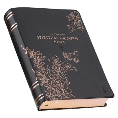 La Biblia Crecimiento Espiritual, Biblia de Estudio, NLT - Nueva Traducción Viviente Santa Biblia, Piel de imitación, Floral grabado en oro rosa negro - The Spiritual Growth Bible, Study Bible, NLT - New Living Translation Holy Bible, Faux Leather, Black Rose Gold Debossed Floral