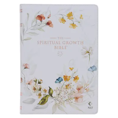 La Biblia Crecimiento Espiritual, Biblia de Estudio, NLT - Nueva Traducción Viviente Santa Biblia, Piel de imitación, Estampado Floral Blanco - The Spiritual Growth Bible, Study Bible, NLT - New Living Translation Holy Bible, Faux Leather, White Printed Floral