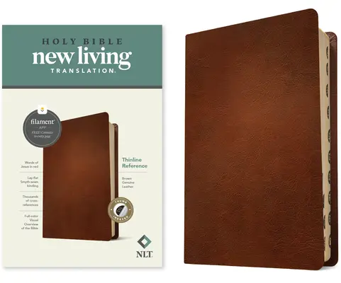 NLT Thinline Reference Bible, Filament-Enabled Edition (Piel auténtica, Marrón, Indizada, Letra roja) - NLT Thinline Reference Bible, Filament-Enabled Edition (Genuine Leather, Brown, Indexed, Red Letter)